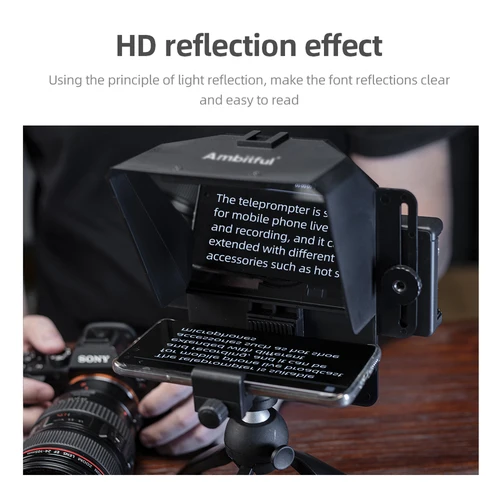 Imagen 2 del producto Ambitful T1 Mini teleprompter teléfono y grabación DSLR inscripción portátil teleprompter móvil artefacto vídeo con Control remoto