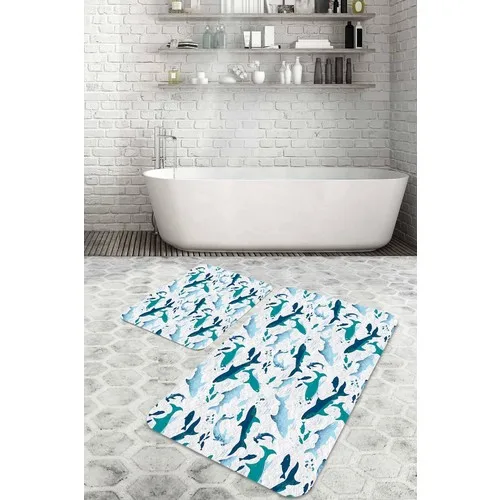 Bouquet Home 2'li Shark Suit Bath Mats and Toilet Seat Pad