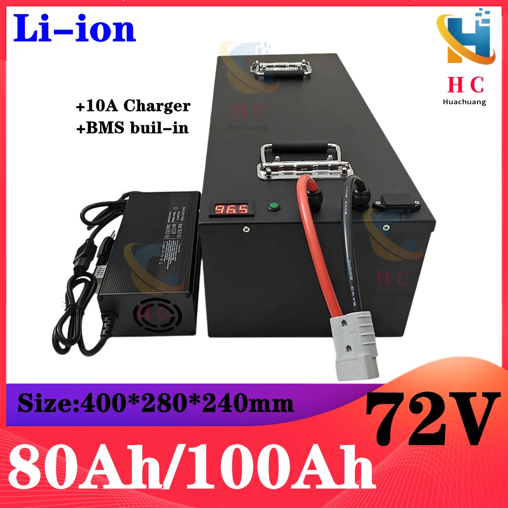 

Lithium battery 72v 80Ah li ion 72v 100ah lithium ion for 7000w golf club bicycle bike tricycle motorhome +10A charger