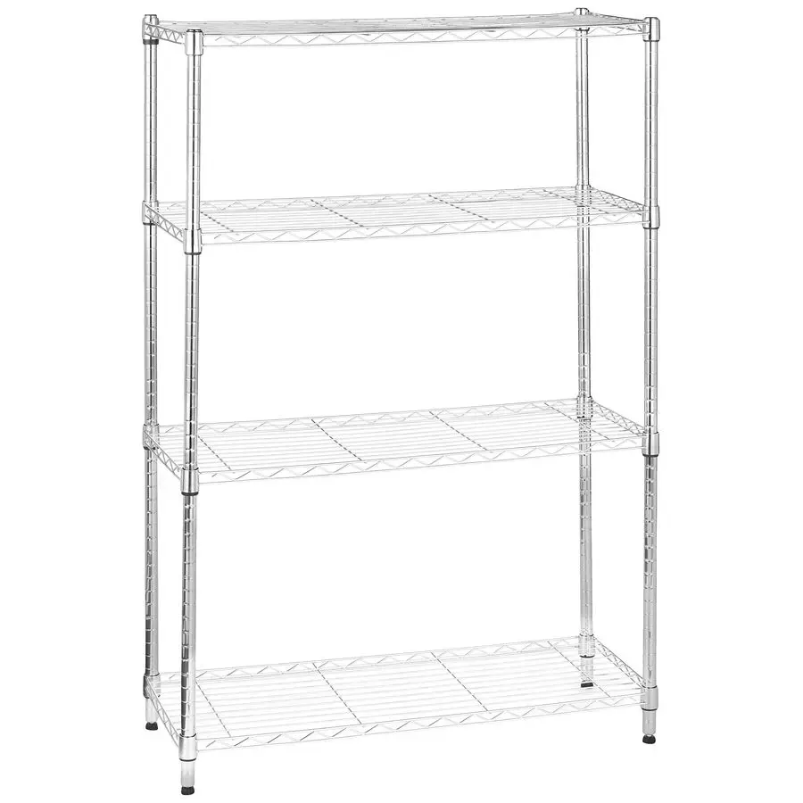 

Basics 4Shelf Adjustable Heavy Duty Steel Wire Rack Storage Shelving Organizer for Kitchen, Garage, 36 L x 14 W x 54 H, Chrome S