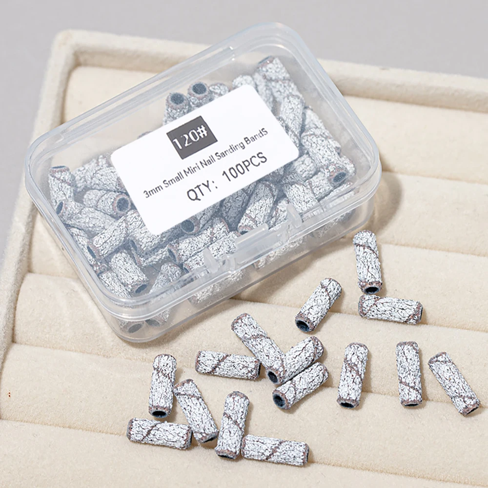 100pcs 3mm Sanding Bands Stainless Steel Mini Sand Bands Shaft Nail Drill Bits For Manicure Polishing Manicure Tools Accessory gallery 5