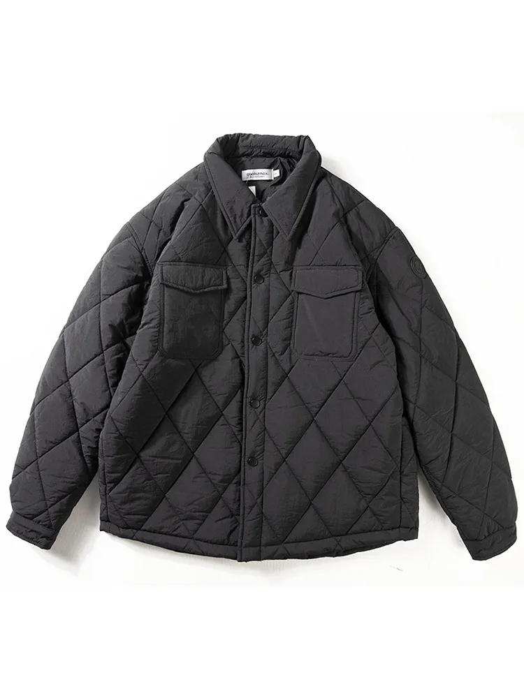 

Мужская повседневная тонкая хлопковая куртка свободного кроя с наполнителем из полиэфирного волокна, молодежная, модная, с ромбовидной строчкой, стильное пальто