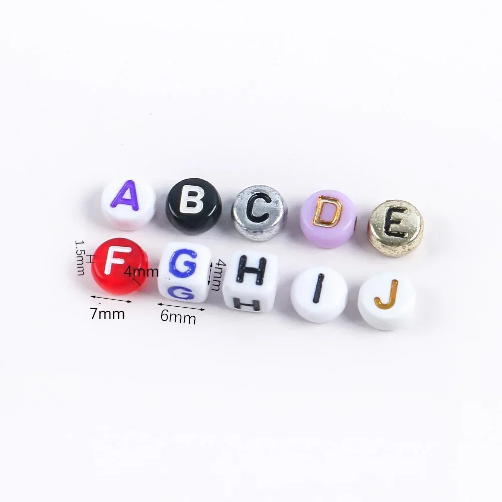 100pcs 4x7mm Gold Color Mixed Letter Acrylic Beads Round Flat Spacer Alphabet Beads For Diy Handmade Bracelet Jewelry Making