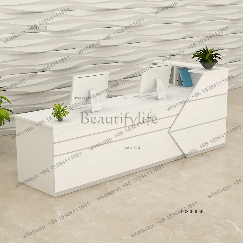 LXModern Simple Wood Company Front Desk Reception Desks Nordic Furniture Creative Bar Table Clothing Store Counter Cashier Desk