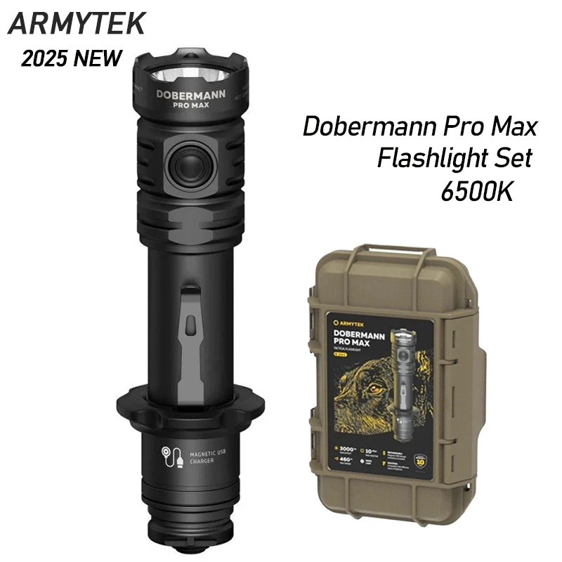 Armytek Dobermann Pro Max Magnet USB Tactical Flashlight Set 2025 New 6500K Cold Light Torch Light Sets