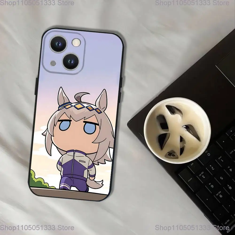 حافظة هاتف Uma Musume Pretty Derby لهاتف iPhone 17,16,15,14,13,12,11,Pro,XS,Max,XR,Plus,E,SE4,غطاء ناعم أسود صغير