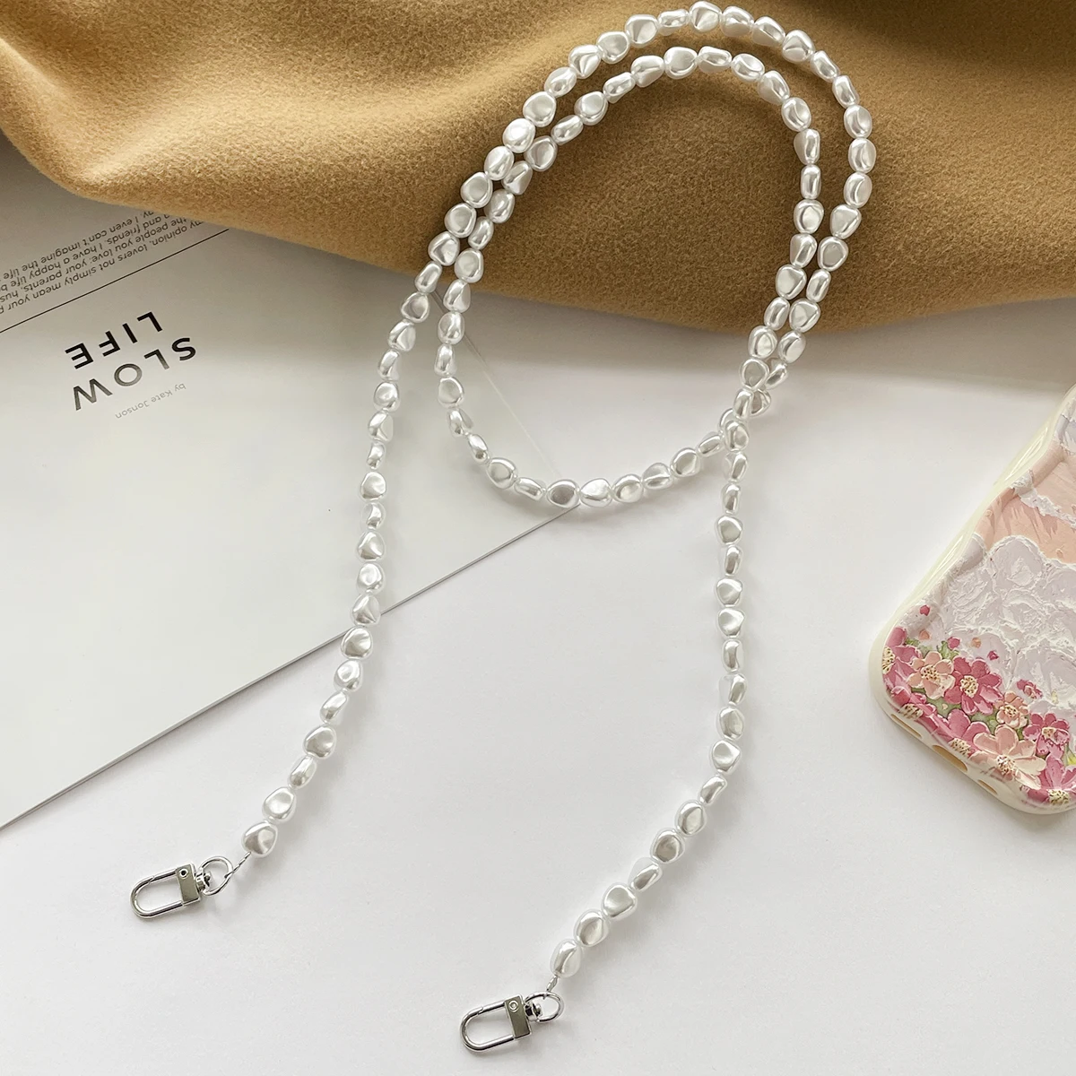 Trendy Long Bedas Phone Chain Phone Lanyard Handmade Bead Chain Single  Anti Drop Strap For All Phone Cases ﻿