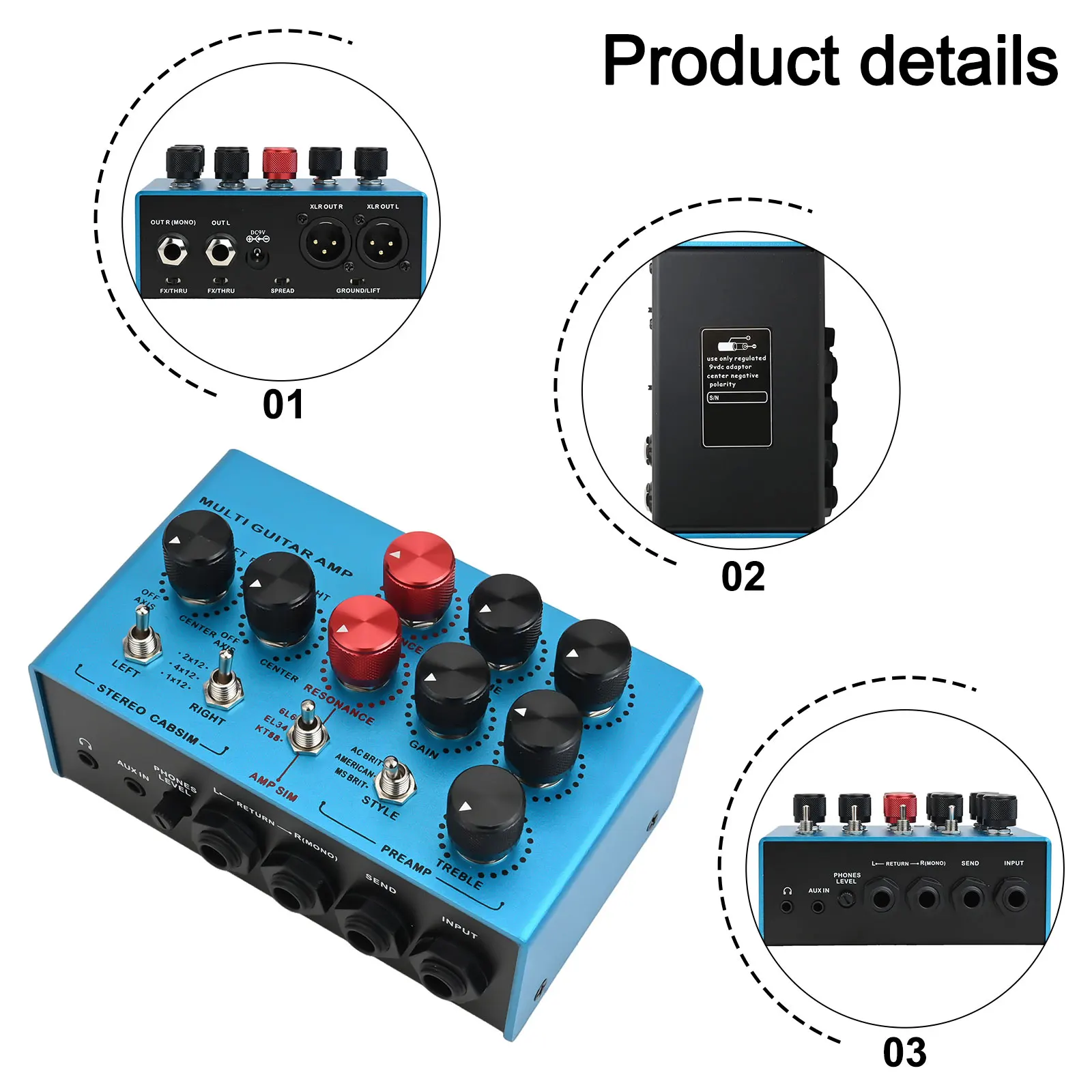 

Analog Sound Simulation Muti Functional Simulator Analog Sound Simulation Pedal Compact Size For Pedalboard Convenient AUX Input