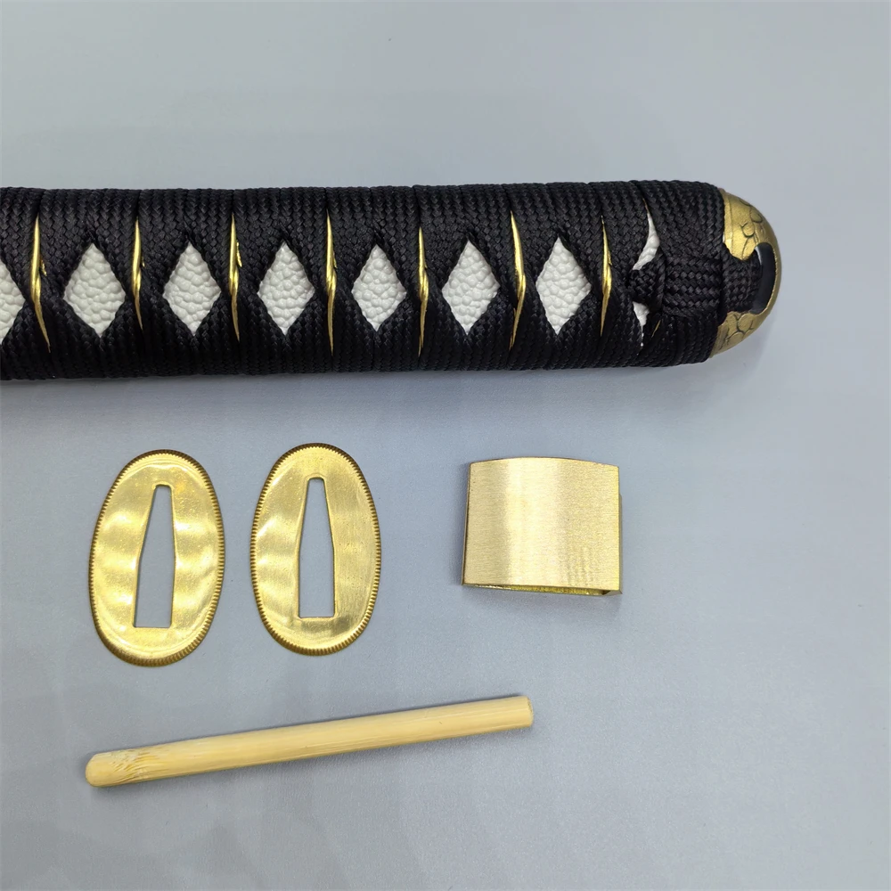 27cm Wo-color Ito Handle Tsuka Set Alloy Tsuba Brass Menuki/Seppa For Japanese Sword Katana Wakizashi Tanto Fittings