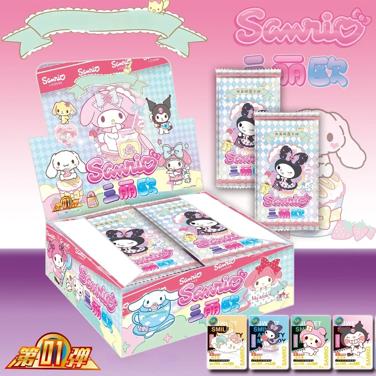 Sanrio Kuromi Hello Kitty kartu bersinar kartun My Melody Cinnamoroll koleksi permainan perdagangan kartu mainan anak-anak hadiah liburan