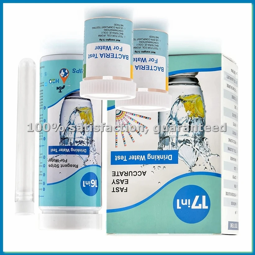 

Набор для комплексного анализа воды 17-в-1 для дома, 100 тест-полосок + 2 набора для тестирования воды для легкого анализа питьевой воды, PH, свинец-FABY