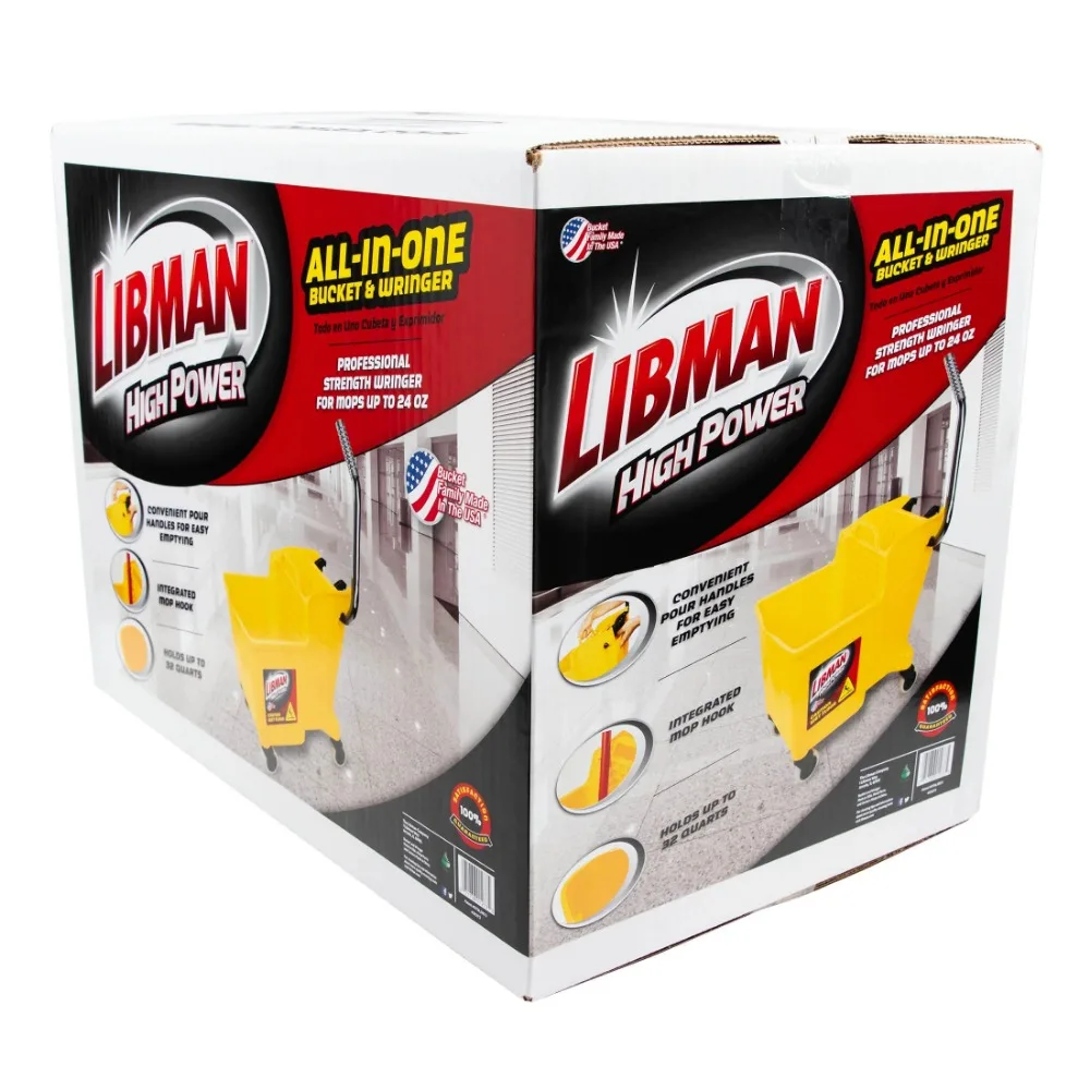 One-Piece Bucket & Wringer Yellow Polypropylene Height 21.75 in.