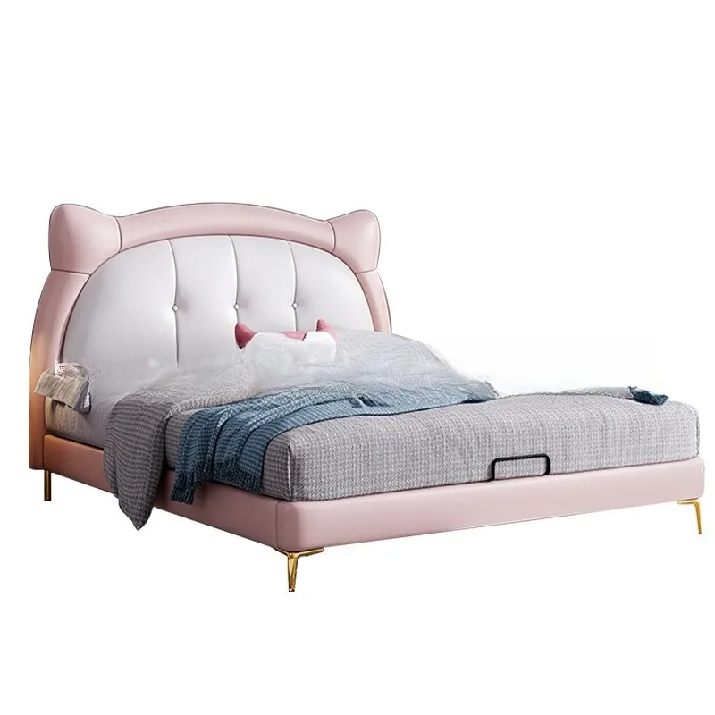 

Children's bed Soft bag leather Teen bed Boys and girls Solid wood soft bag single Children's bed