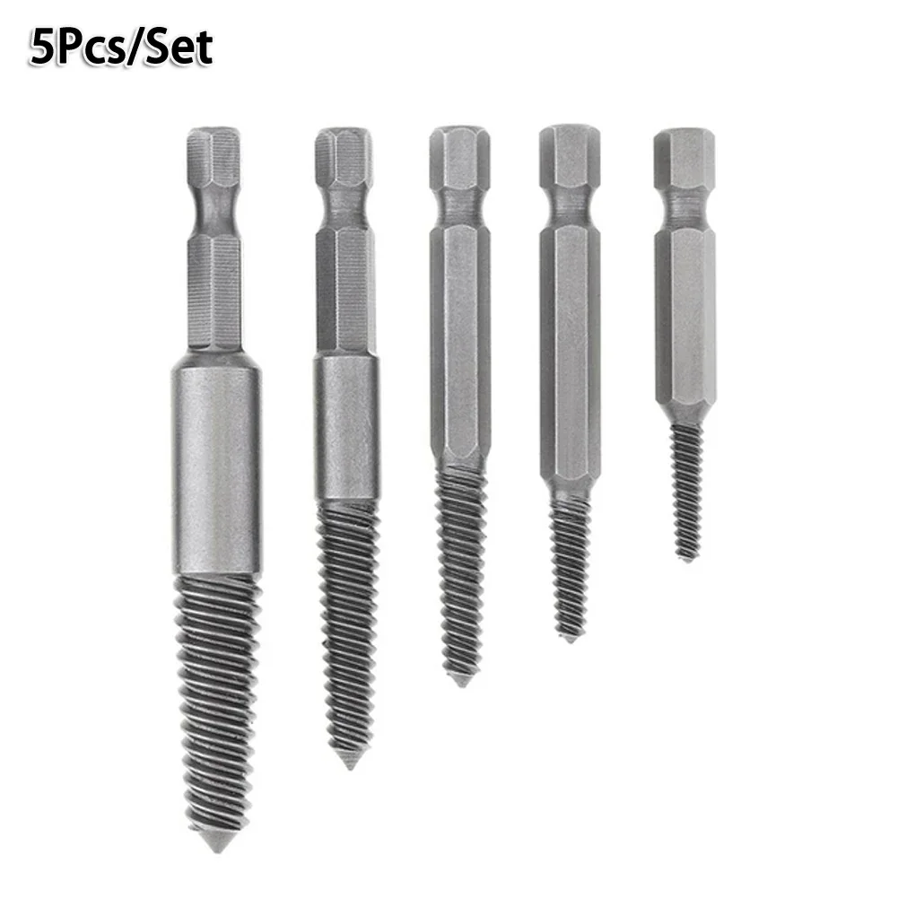 Drill Bit Hex Screw Extractors DIY Working Metal Metalworking Tools 1/4 Inch 5 Pcs Broken Bolt Remover Easy Out