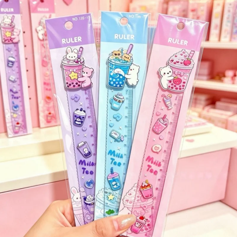 36pcs/lot Kawaii Milk Tea Animal Ruler Cute Bookmark Measuring Drawing Tool Promotional Gift School Supplies