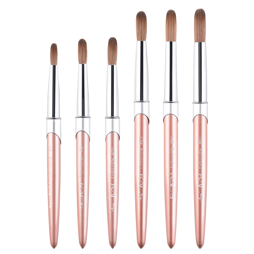 Kolinsky – brosse à ongles en Sable, stylo acrylique, décoration professionnelle, poudre de cristal, Extension liquide, Application, outil de manucure, 100%