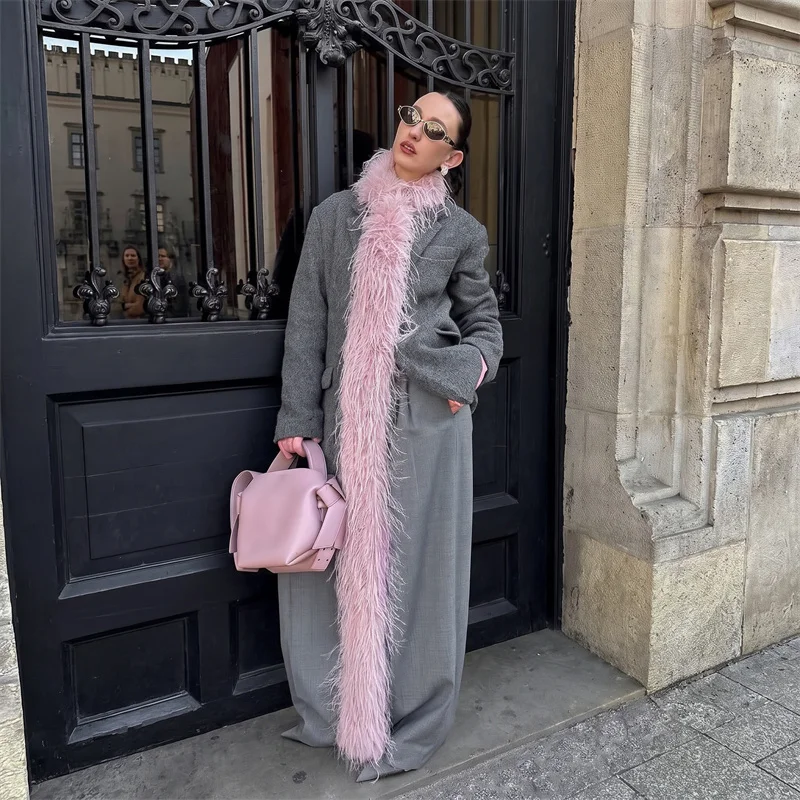Faux Rabbit Fur Long Neck Scarf Women Fluffy Plush Rectangular Wrap Versatile Elegant Overcoat Matching Fashion Accessory