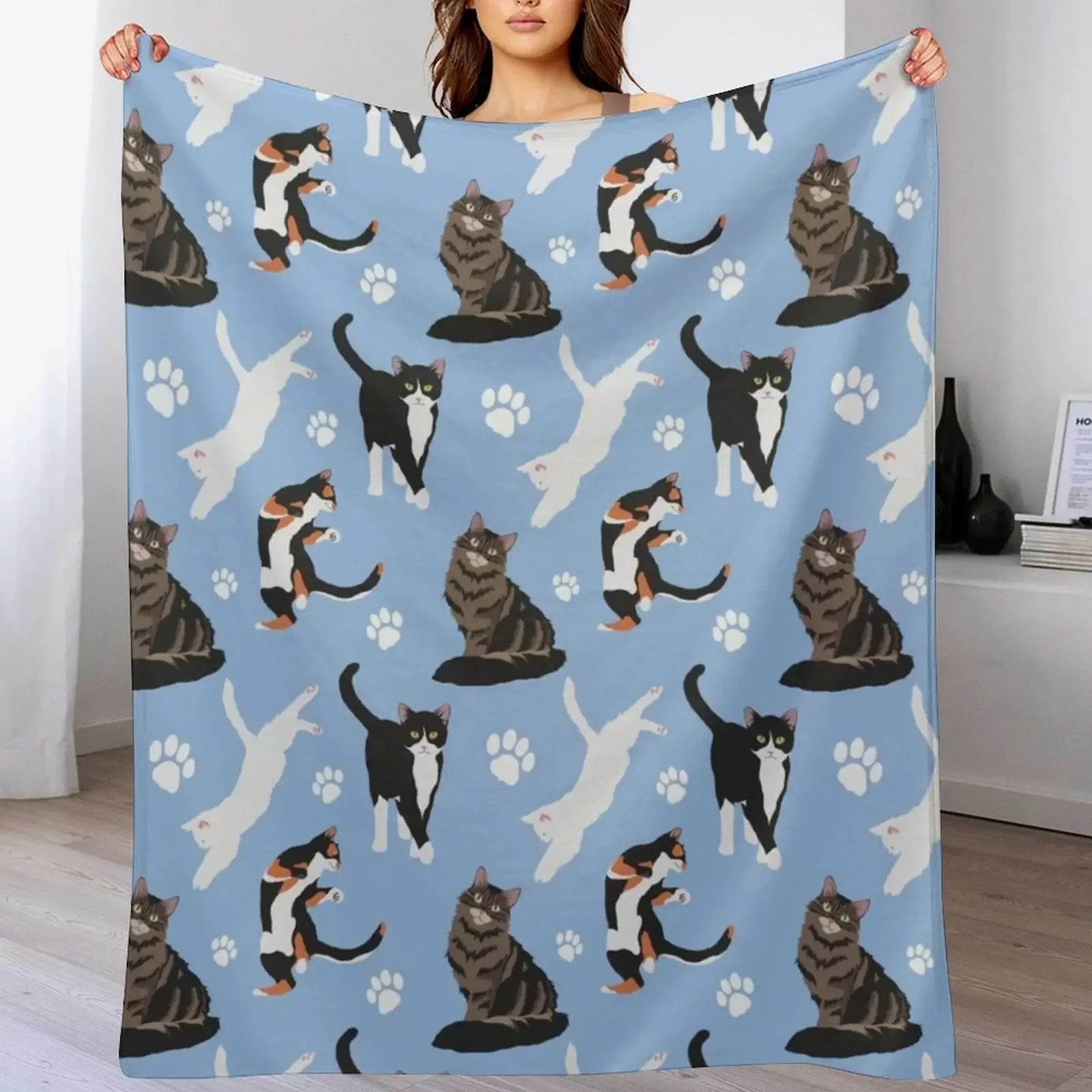 

Cat pattern Throw Blanket Ultra Soft Flannel Fleece Blanket for All Seasons