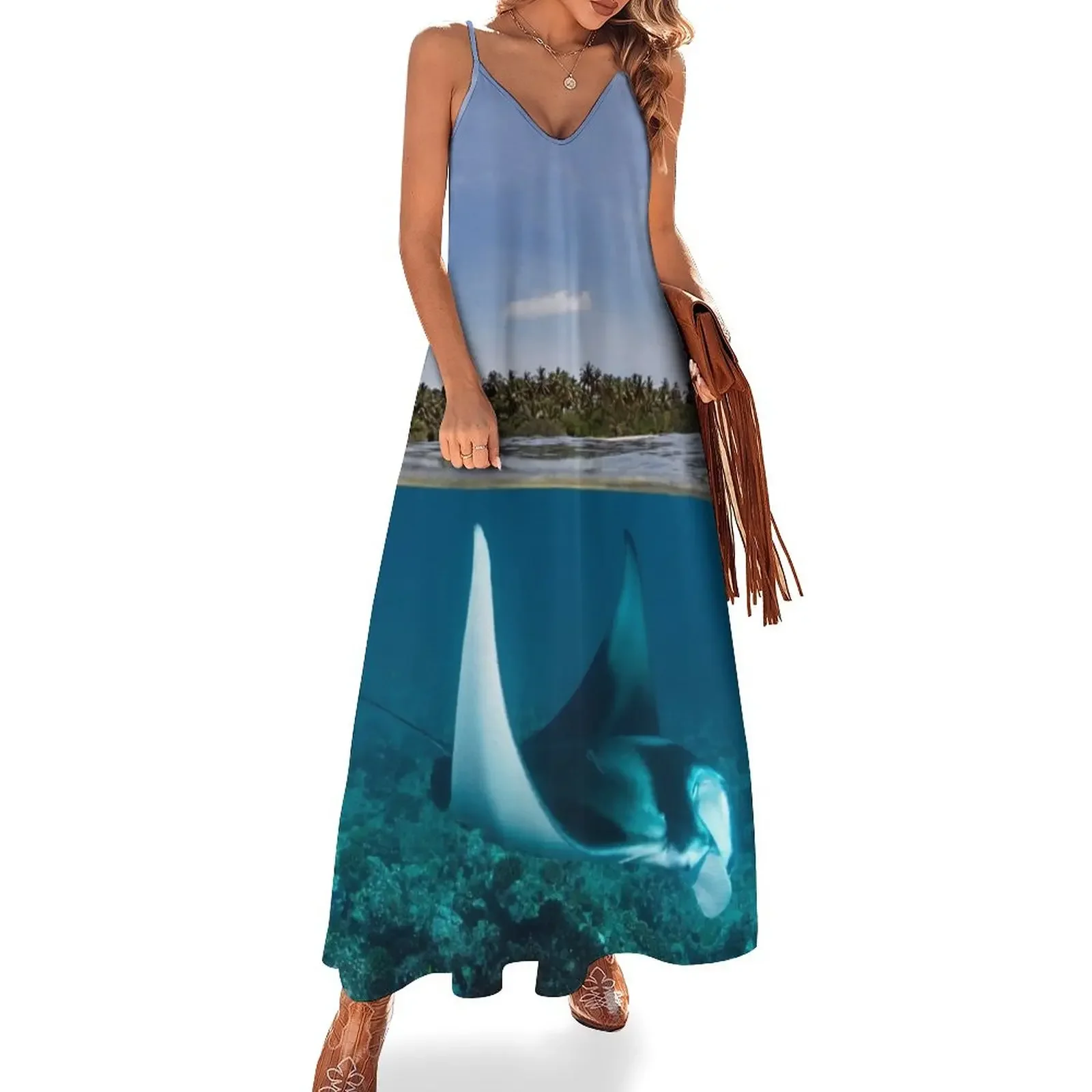 

Two worlds Sleeveless Dress Women's summer suit evening dress ladies Summer women's clothing Prom gown