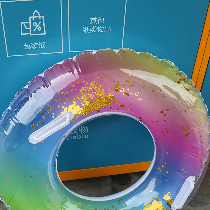 Inflatable Lifebuoy Adult and Child General Underarm Transparent Sequin Swimming Ring Pool Float Floaties for Adults image 5