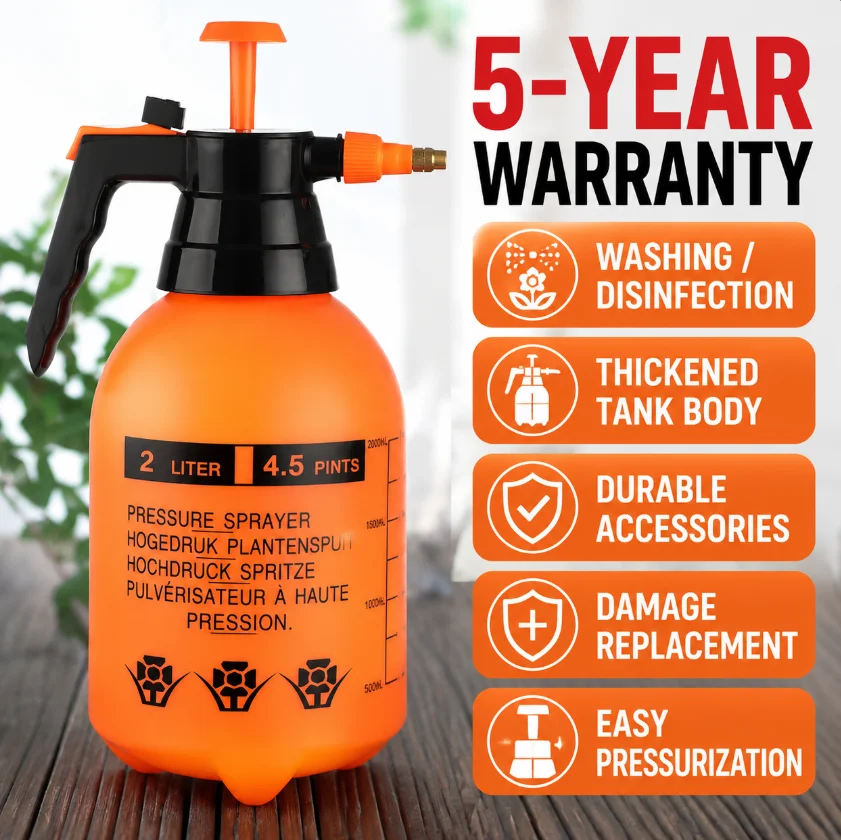 Portable Hand Pressurized Hand Sprayer Multi-Purpose Garden Sprayer with Adjustable Nozzle for Garden Lawn, 2 Spray Mode