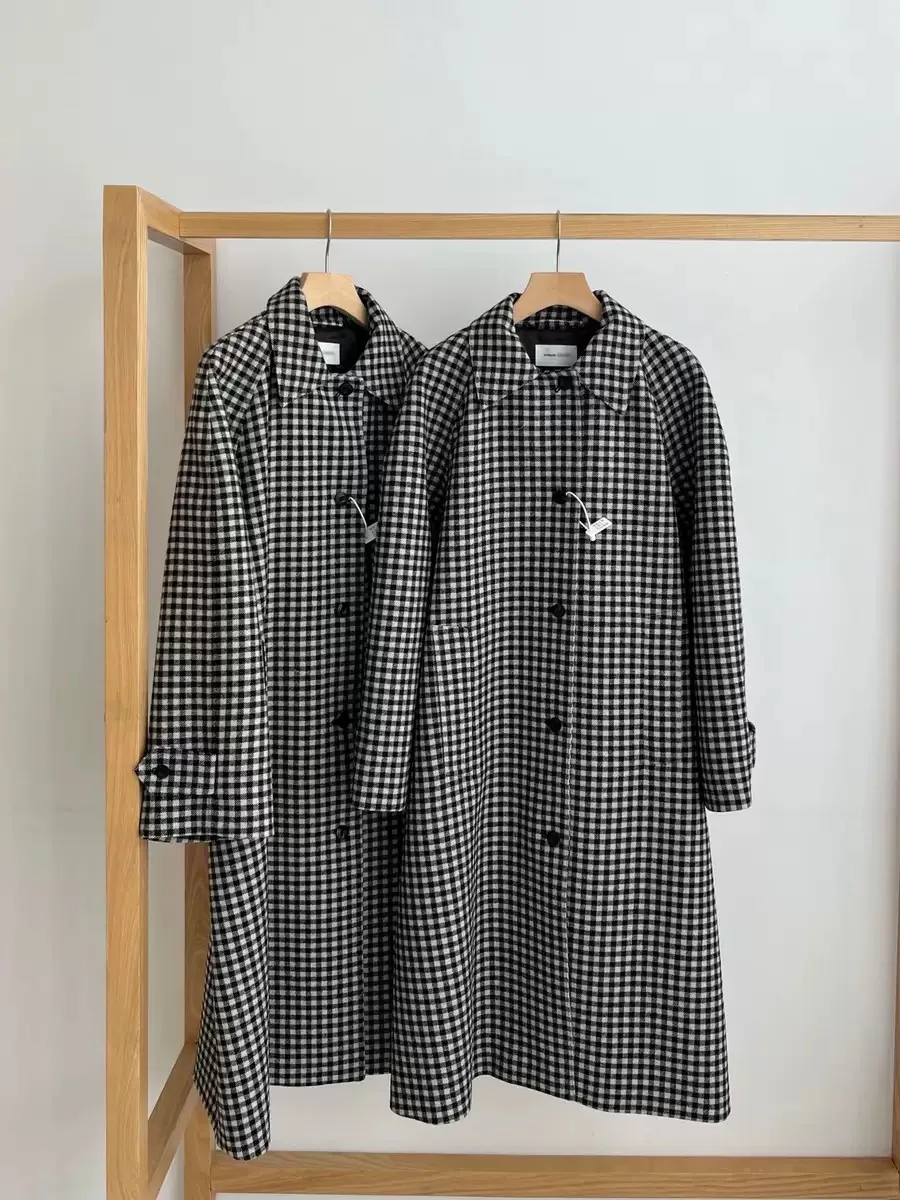 PREON Cappotto lungo di lana abbottonato con risvolto scozzese nuovo inverno vintage Cappotto da donna con bottoni singoli di media lunghezza in misto lana vestibilità ampia