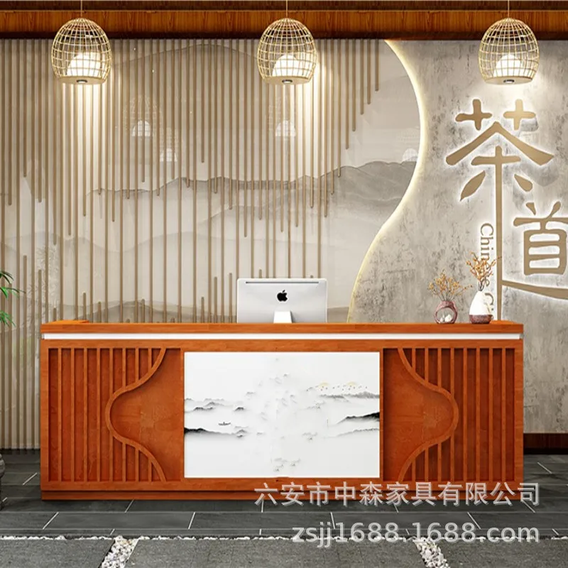 Retro arc-shaped Reception Desks barber shop Reception Desks beauty salon Nice Atmosphere Office Furniture Военное дело ZY40JDT