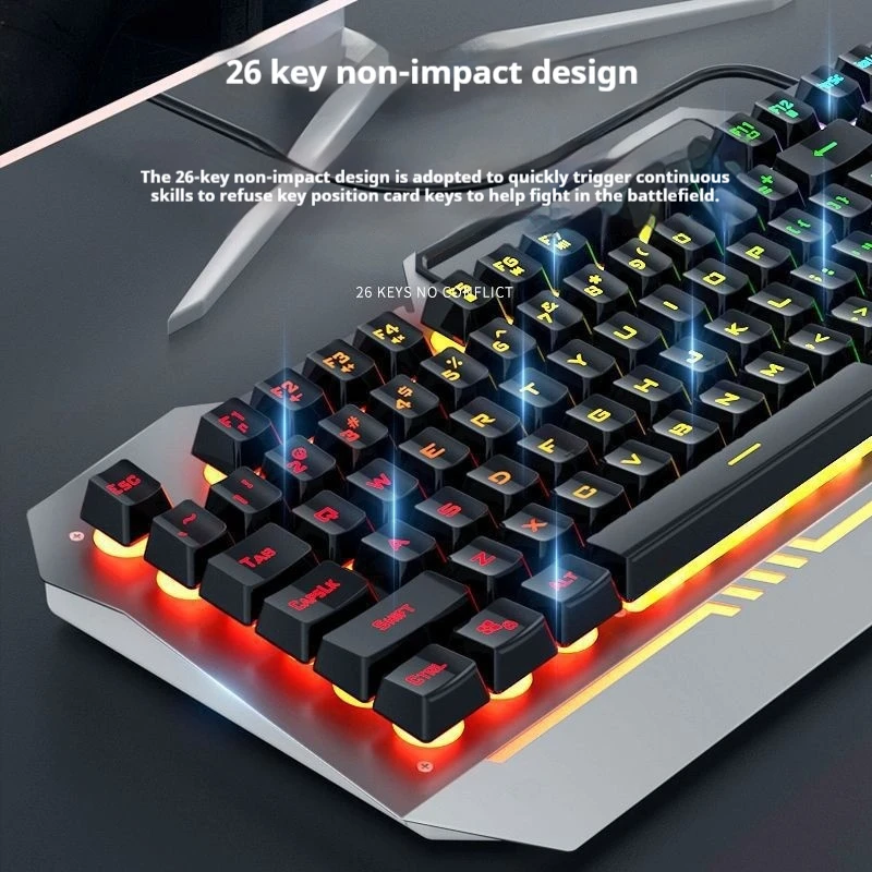 Teclado con cable F3010, juego de suspensión de sensación mecánica, colorido, luminoso, Notebook, Esports, soporte para comer pollo, resistente al agua