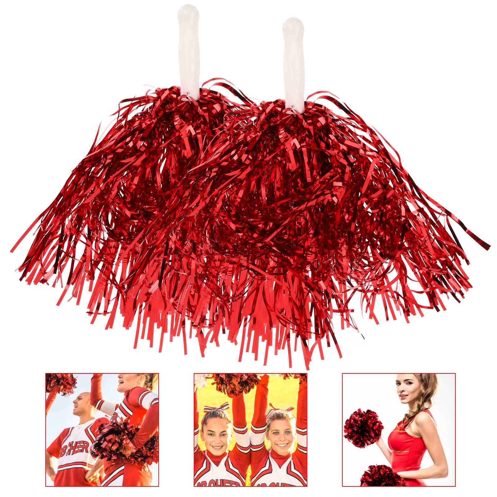 

24pcs Cheerleader Pom Poms Glossy Reusable Cheerleading Props For Party Dance Team Spirit Decor Supplies