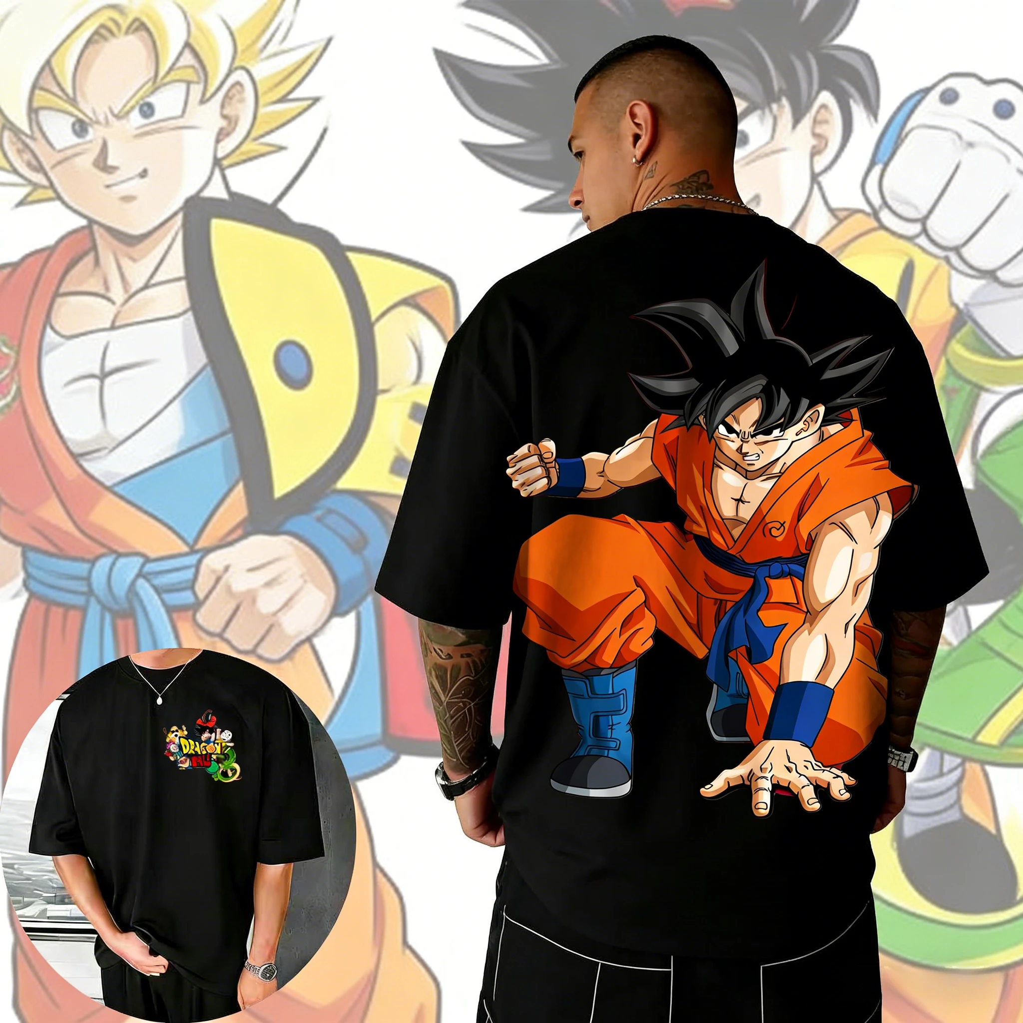 

Футболка Dragon Ball 2025-2026 летняя, 100% хлопок, с принтом Сунь Укуна, уличная повседневная спортивная одежда для фитнеса, ретро-стиль Харадзюку, Y2K.