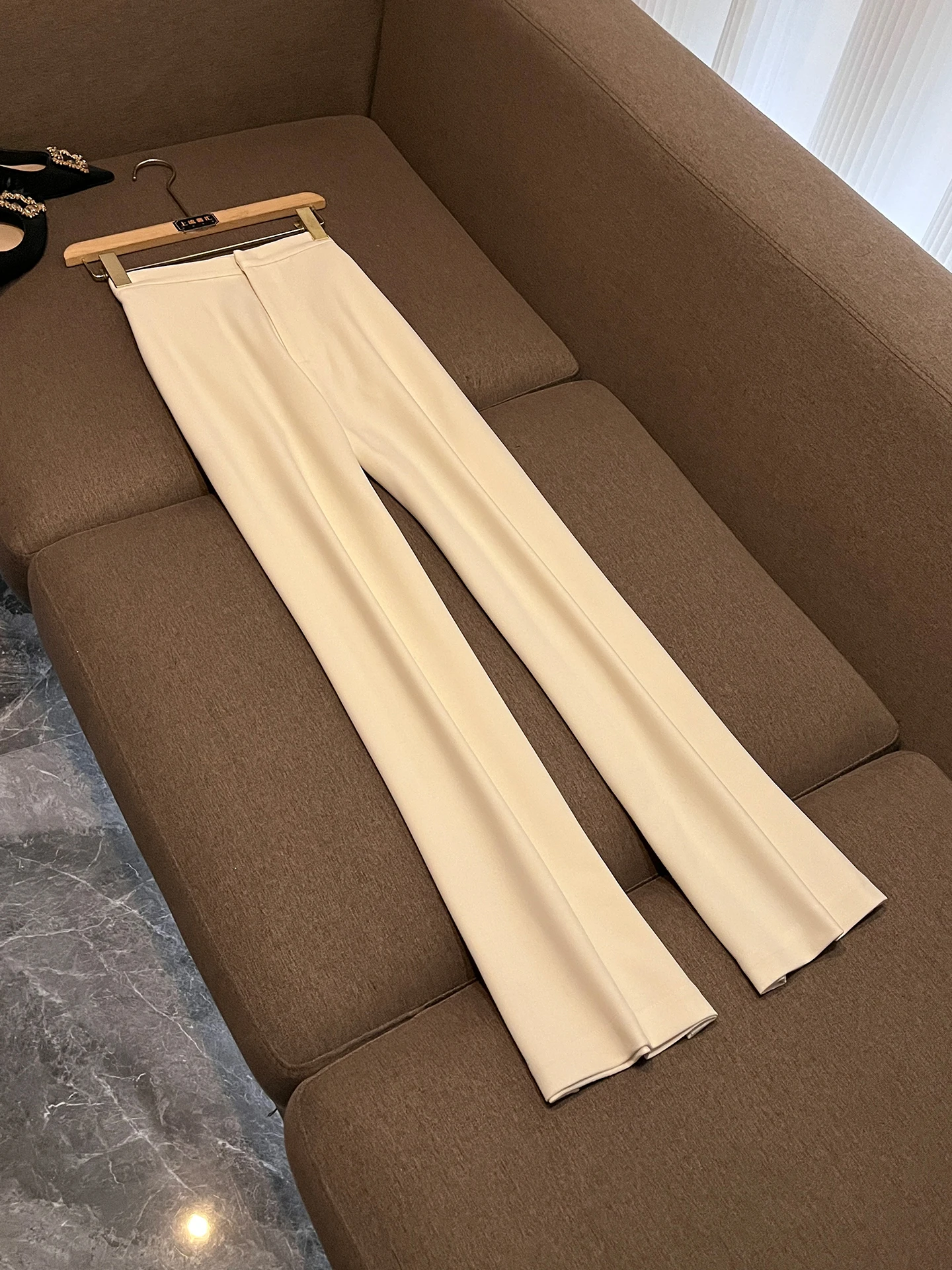 

High Waist Straight Leg Pants Women's Casual Trousers ket Zipper Pure Color Slimming Long Pants Advanced Version 2025