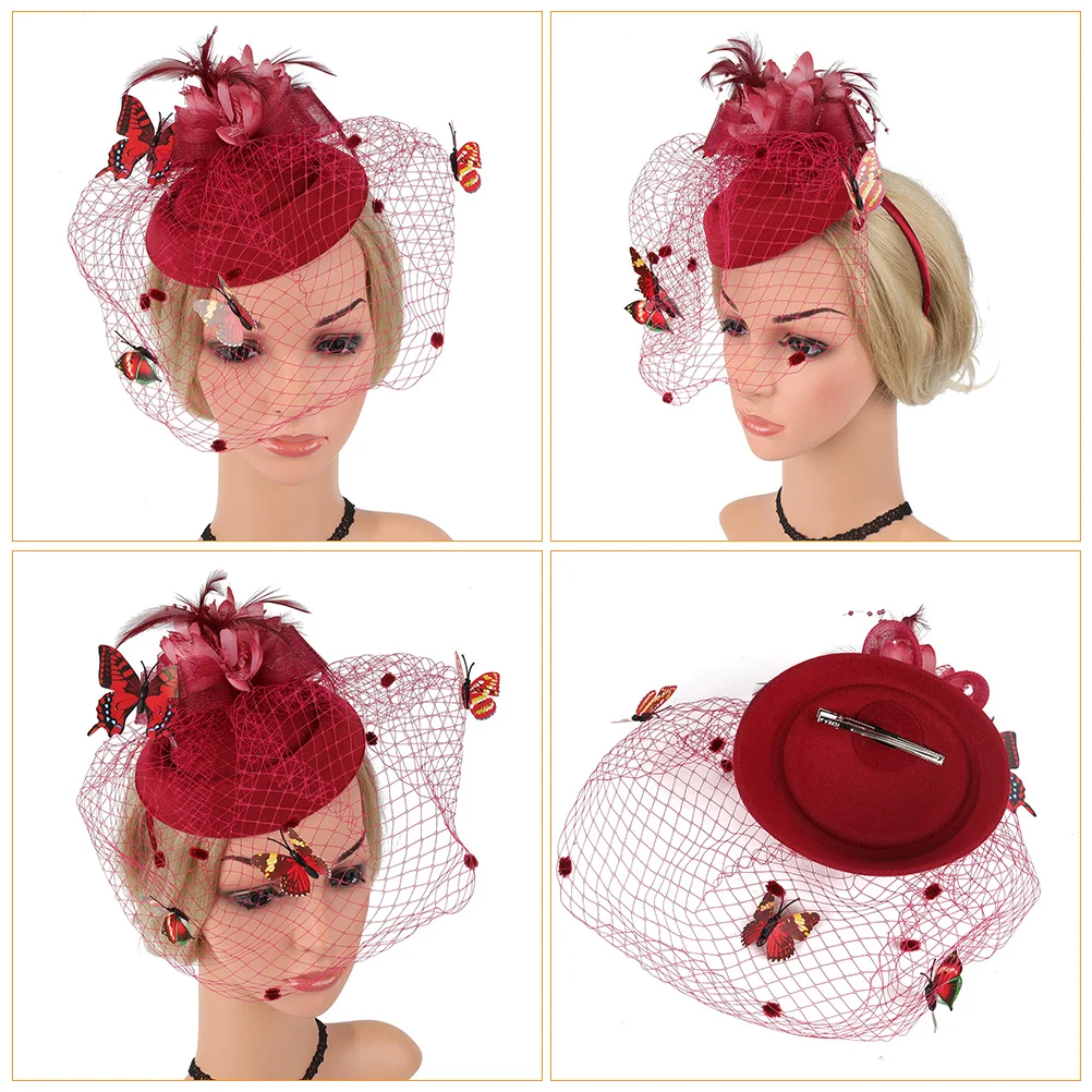 

1Pc Lightweight Feather Mesh Mini Hat Elegantly Crafted For Various Events And Performances