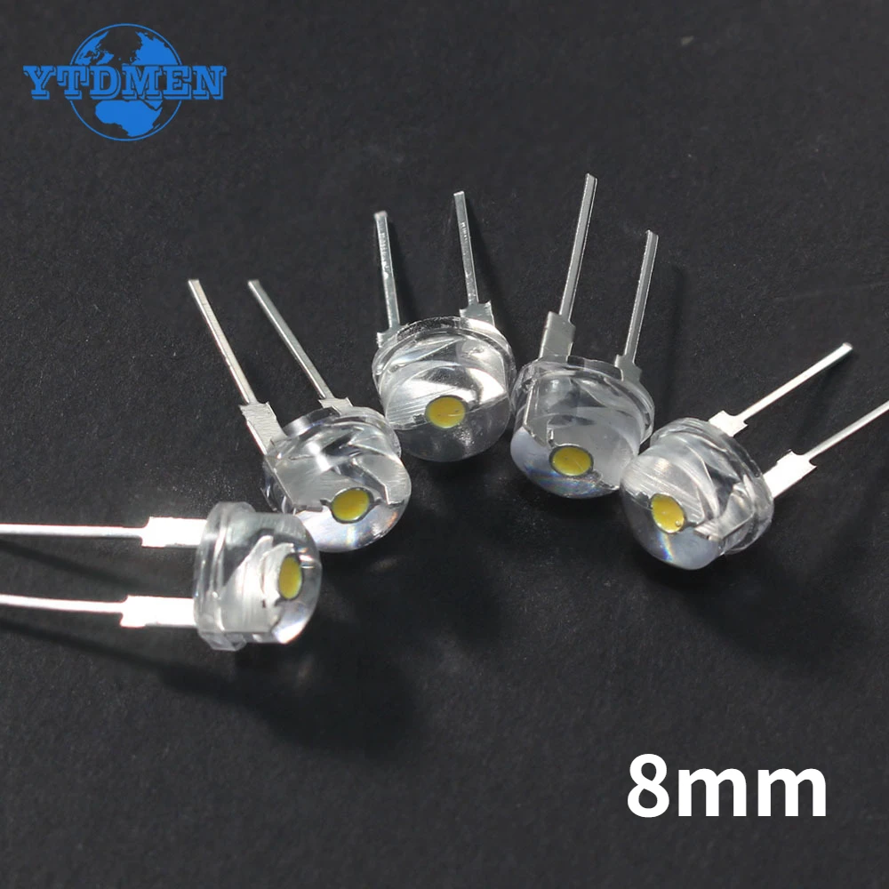 20PCS F8 Straw Hat LED Diode 8MM Super Bright Warm White 0.5W White 0.3W 0.5W 0.75W Blue Green Red Yellow Lights Emitting Diodes