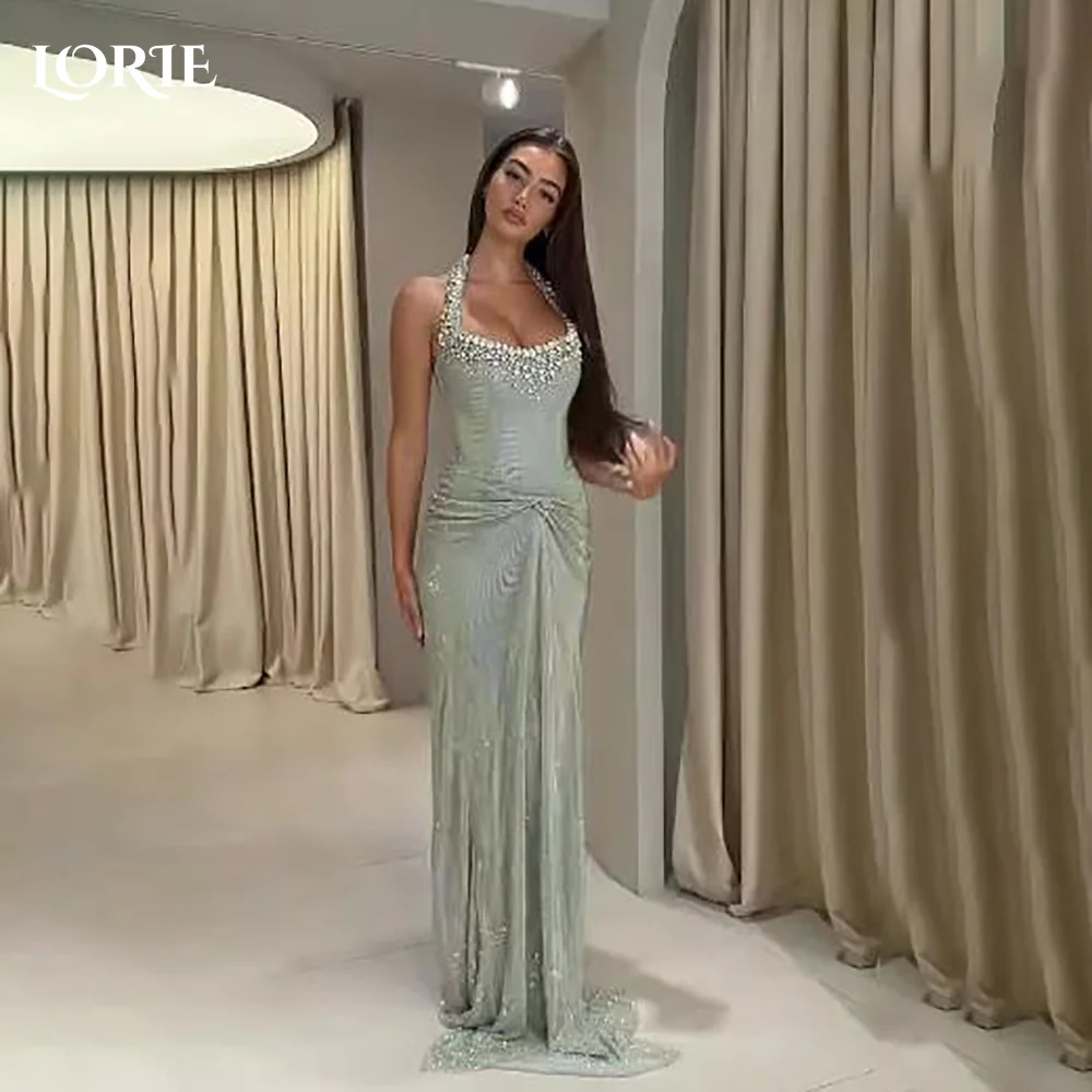 

LORIE Блестящие вечерние платья Элегантный Холтер Блестящие милые складки Русалка Аравия Платье для выпускного вечера с рюшами Бальные платья по индивидуальному заказу
