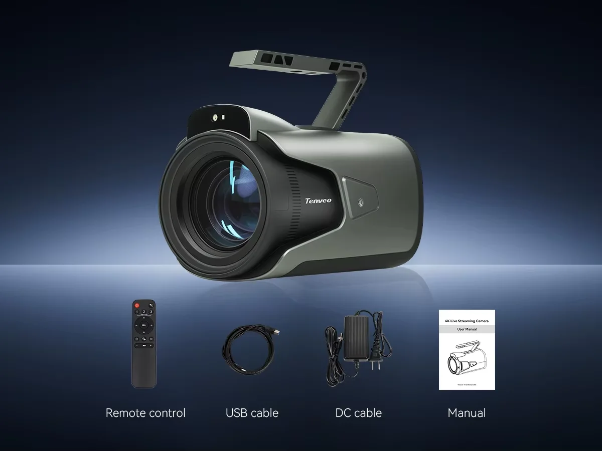 TONGVEO 4K60fps 3x Optical Zoom Camera 3D Noise Cancellation USB3.0 HDM1 Supported for Live Streaming Broadcasting