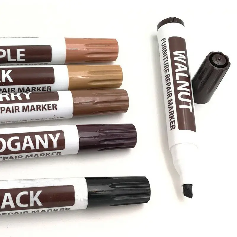 New 1pcs Furniture Pen Markers Wood Scratch Repair Kit Floors Tables Grain Paint Pen Desks Stains Waterproof Wall Treatments