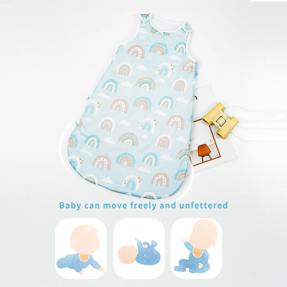 HappyFlute New Prints 10-20℃ Unisex Sleeveless Design Dry& Breathable Anti-Kicking Warm Baby Vest Sleeping Bag