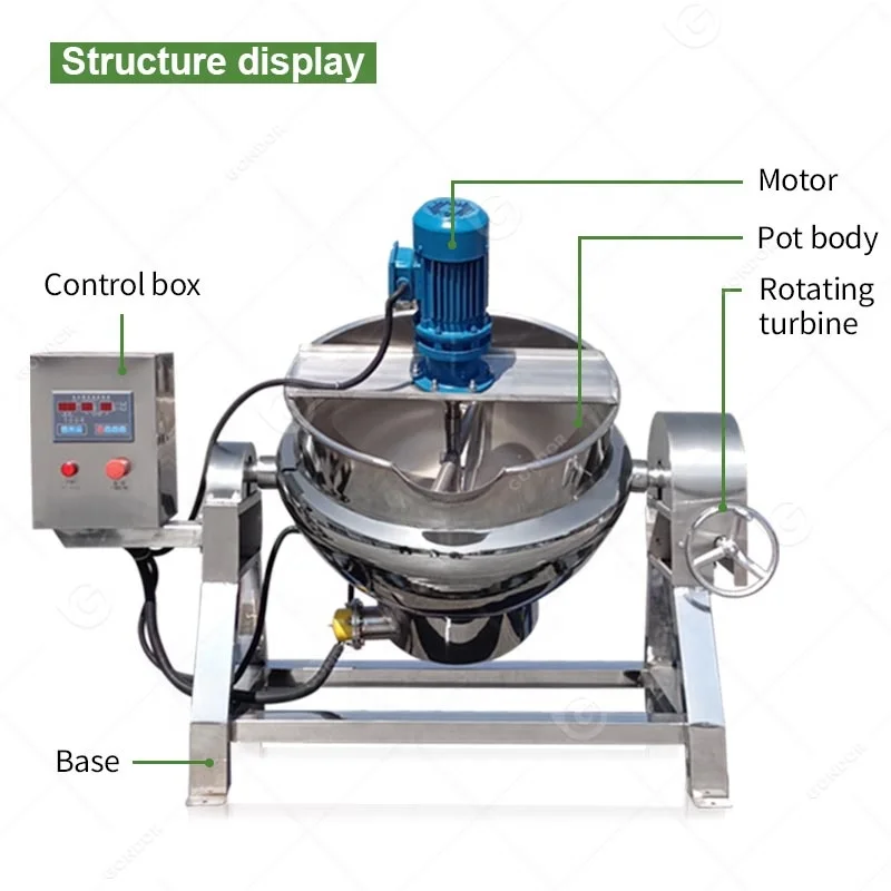 Boiler 2000l Heavy Duty Stem 100 Liter Electric Jam Steam 400l Conduction Oil Plant Cooking Kettle for Honey