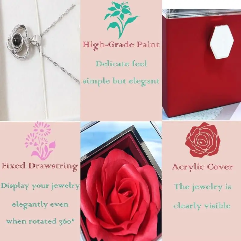 

R1WE акриловая шкатулка для драгоценностей романтический подарок на день Святого Валентина с прочным дизайном для путешествий