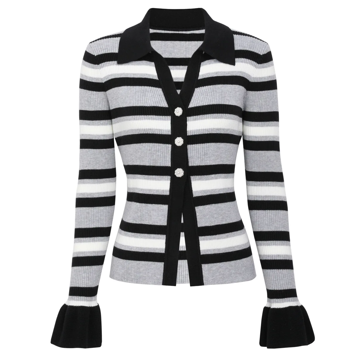 

Модный женский вязаный свитер с длинными рукавами, классический высококачественный весенне-осенний новый стиль, повседневное удобное верхнее пальто