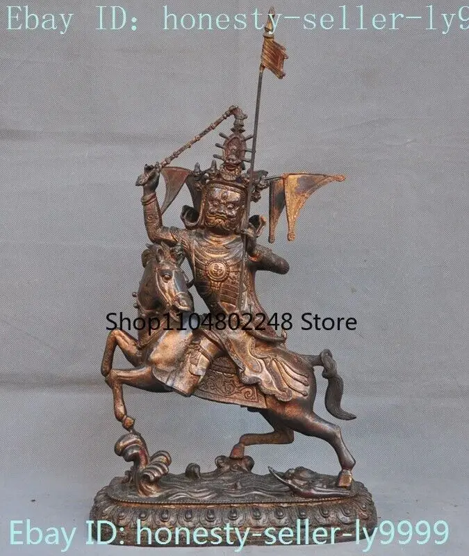 Tibet Buddhism bronze Gilt ride horse Mahakala Wrathful Deity Buddha Statue