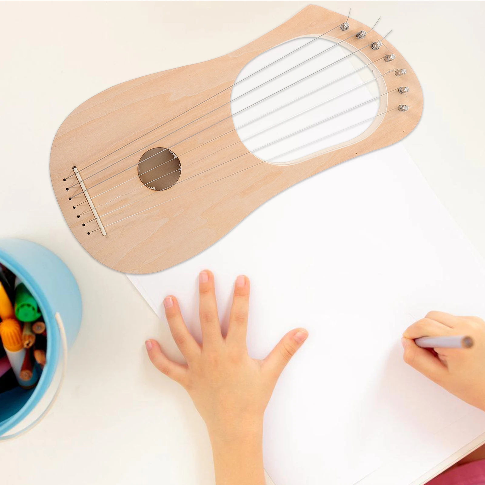 

Wooden Homemade Lyre Kit Soundboard Pegs Craft Toys DIY Assembly Musical Instruments Lyre Harp Kit For Beginners Artistic