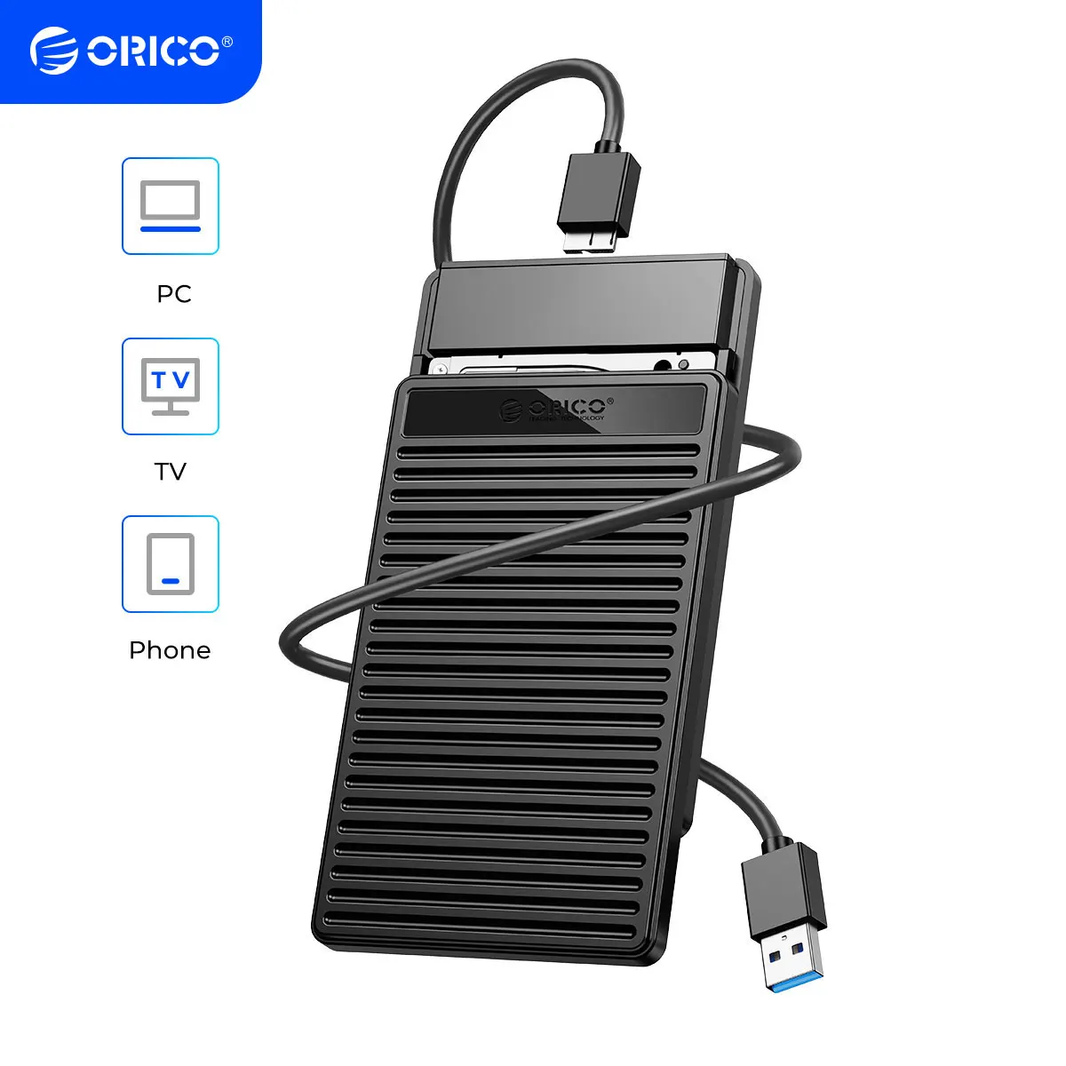 

ORICO 2.5 Inch USB3.0 HDD Case SATA to USB3.1 5Gbps Speed Hard Drive Enclosure for SSD HDD PC Laptop External HDD Case with UASP