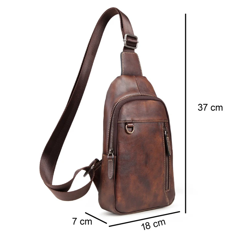 New Versatile Cowhide Genuine Leather Chest Bag For Men Casual Messenger Bag Male Shoulder Crossbody Outdoor Backpack Blue T218