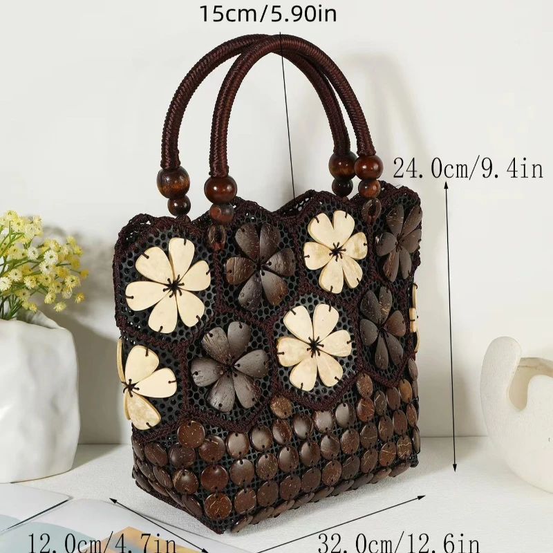 Ethnic Style Bohemian Coconut Shell Women new Bag Handmade Bag Large Capacity Fashion Package Single Shoulder Retro Women Pack - view 3