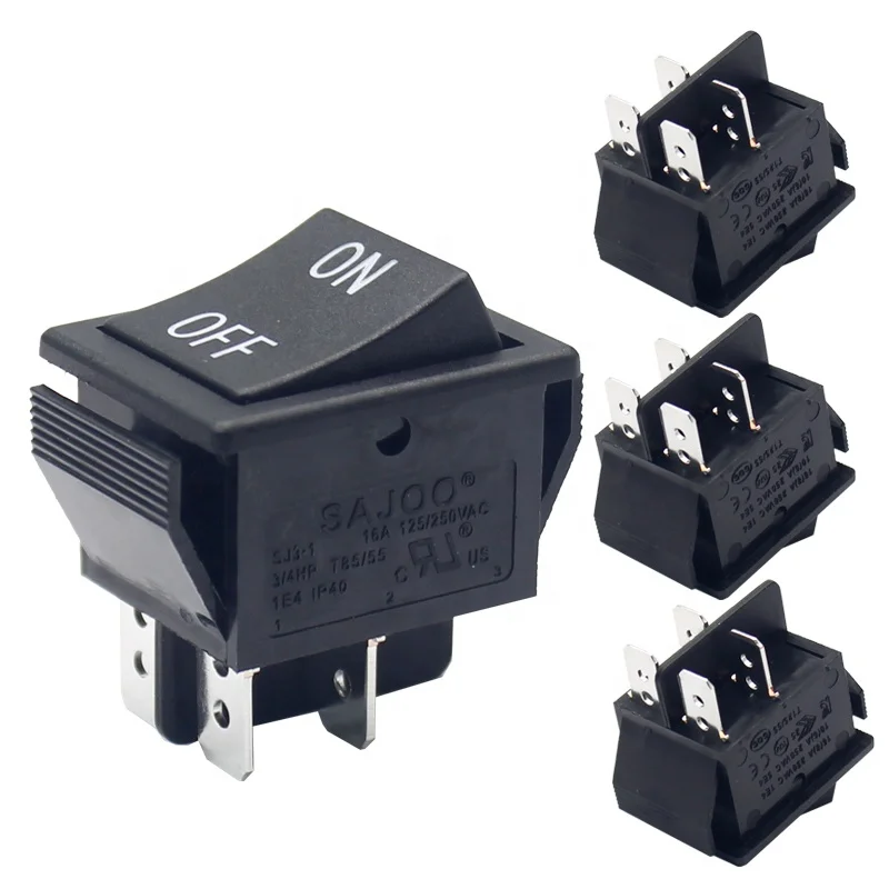 Large Size Large current 16A 250VAC 1E4 kcd4 t120/55 rocker switch t85/55 electrical 6p dpdt rocker switch（1 Pack）