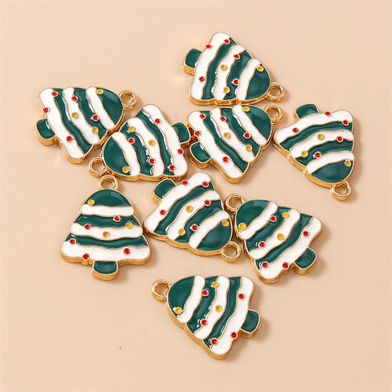 

20pcs 16x20mm Cute Enamel Christmas Tree Charms Pendants for Jewelry Making Earrings Necklaces Bracelets DIY Crafts Accessories