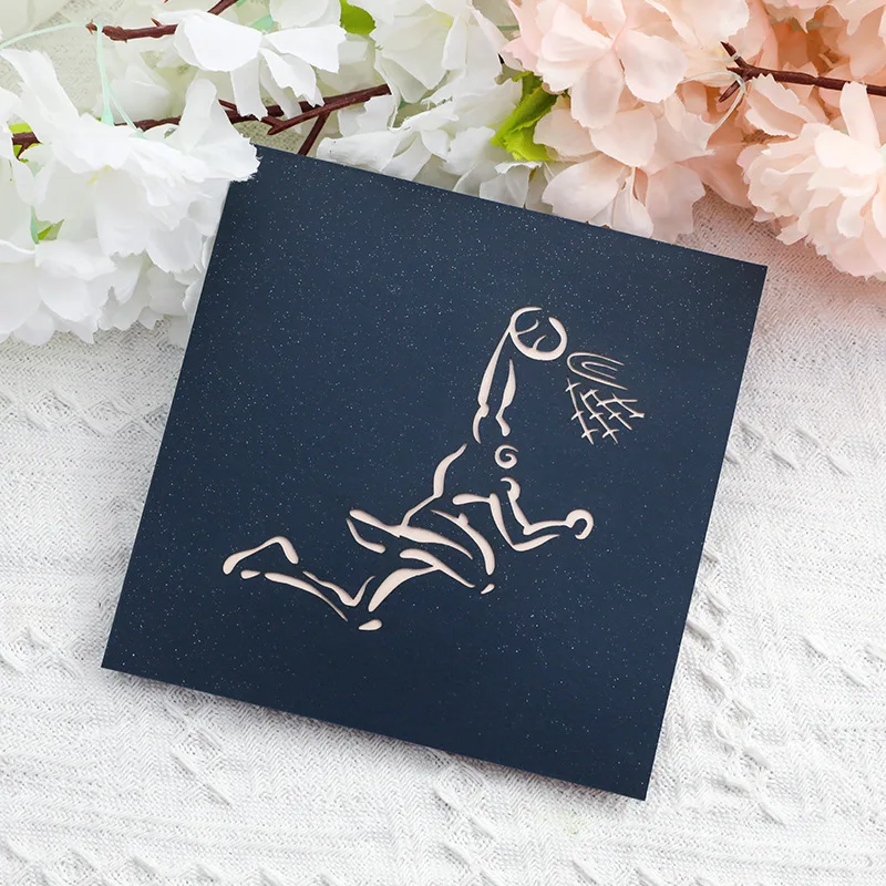 Father's Day Three-dimensional Greeting Card Creative Gift To Dad Basketball Paper Carving Blessing Message Card