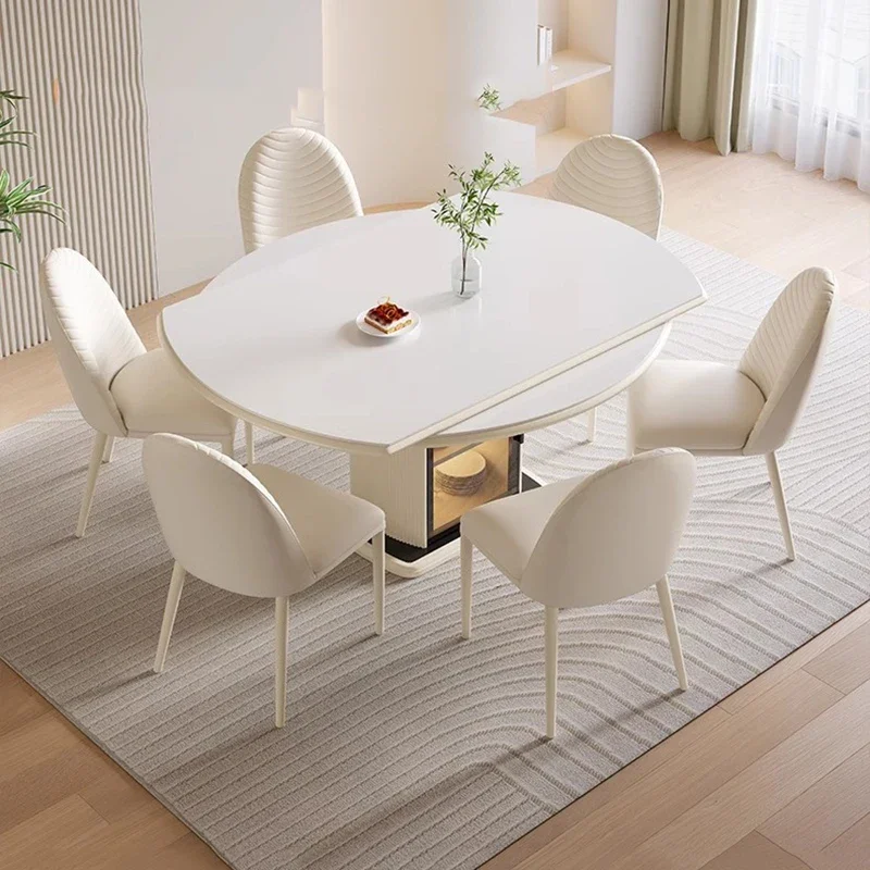 Extendable White Table Light Luxury Waterproof Restaurant Dining Tables Kitchen Modern Big Tavoli Da Pranzo Home Furniture