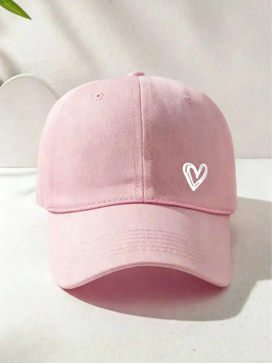 1pc Unisex Heart Printed Breathable Adjustable Baseball Cap, Fashion Versatile For Daily Casual Wear (Color May Vary From